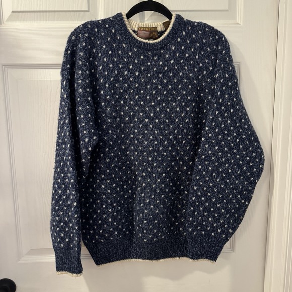 Authentic issue Knit Birds Eye Fisherman Sweater 80s 90s Sz MWool Vintage